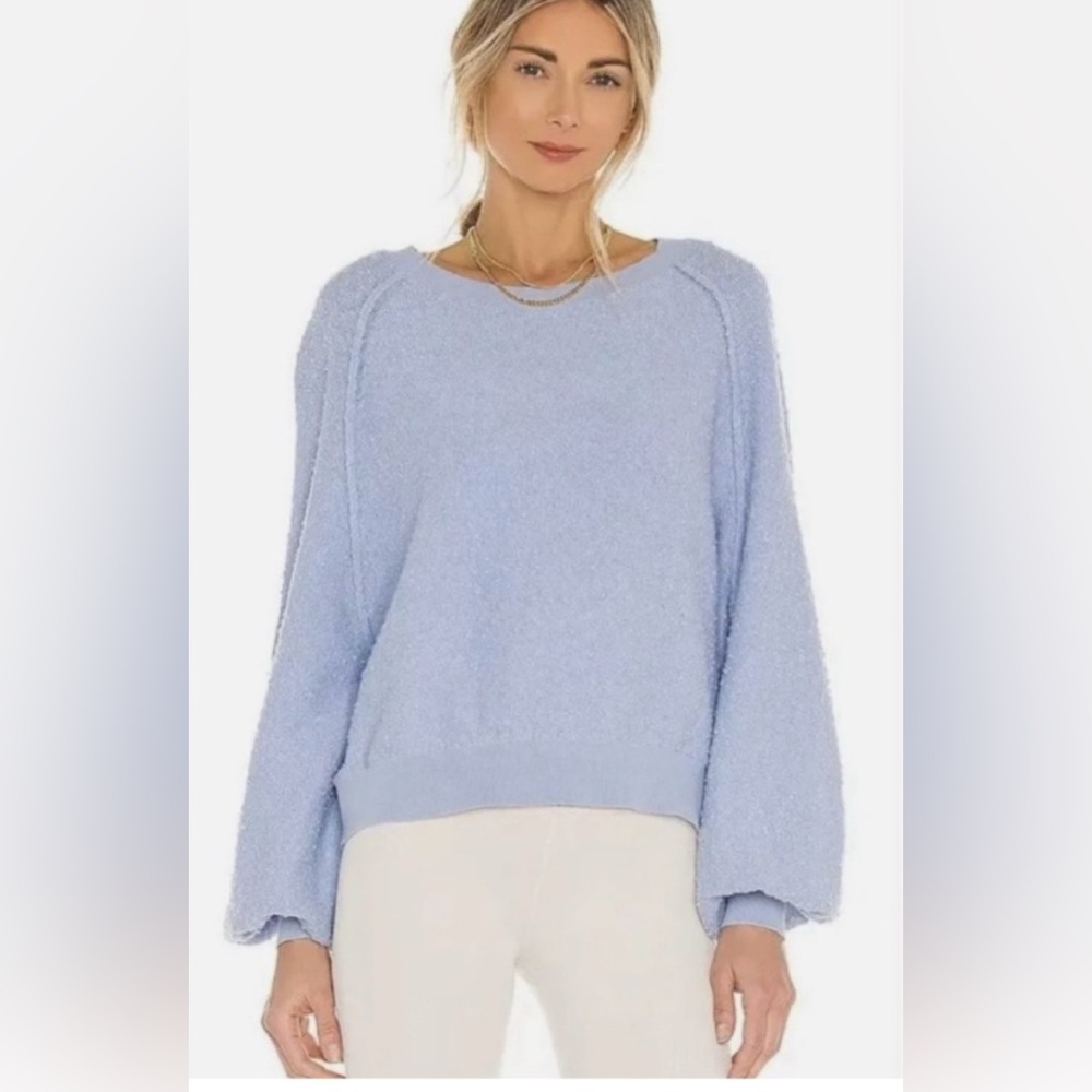 Free People Soft Blue Crew Neck Sweater